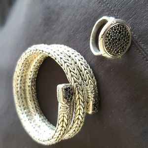 JOHN HARDY  Sapphire Bamboo Lava Round Ring 7.75